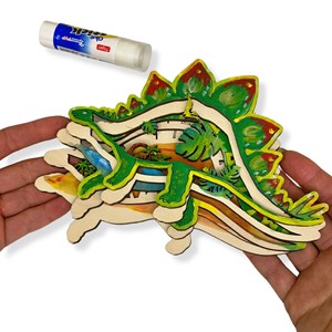 Kit en bois 3d à peindre stégosaure