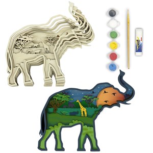 Kit en bois 3d à peindre éléphant