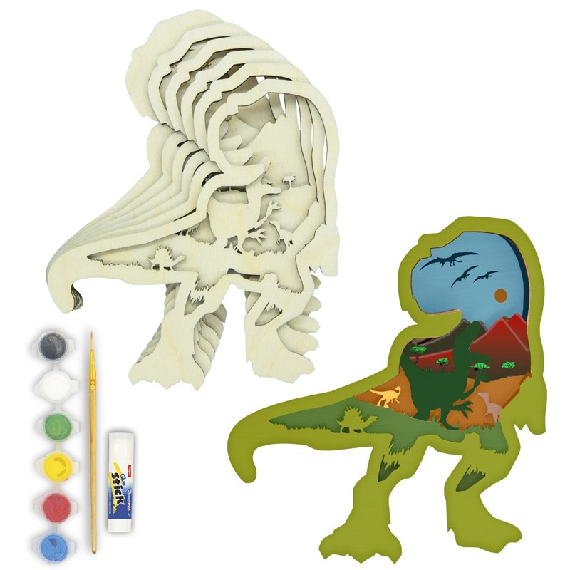 CreatifWood - Kit en bois 3d à peindre t-rex