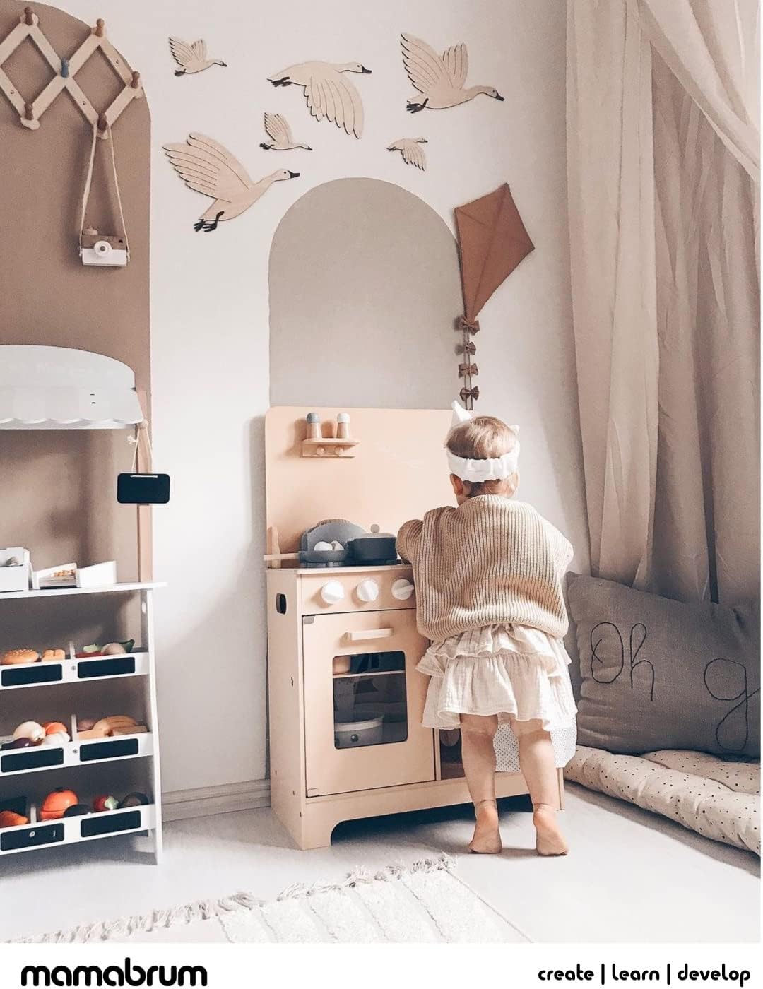 Cuisine Jouet En Bois Avec Jardinière - Grille-pain, Machine à Glaçons, Légumes à Découper - Enfant 3-6 Ans - 9