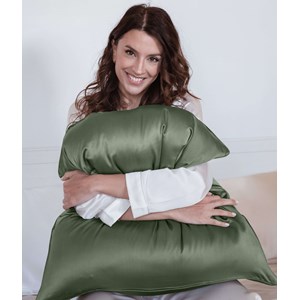 Taie d'oreiller en soie vert sauge 65x65