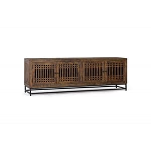 Meuble tv bois fer marron 200x45x65cm -