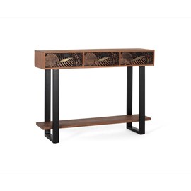 Console 3 tiroirs fer marron - iris