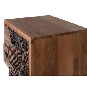 Table de chevet 2 tiroirs fer marron -