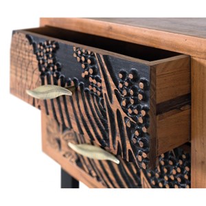 Table de chevet 2 tiroirs fer marron -