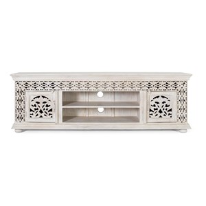 Meuble tv bois blanc - olénie décoration