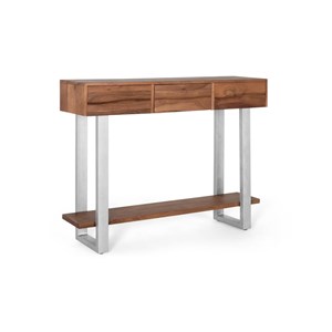 Console 3 tiroirs bois fer marron blanc