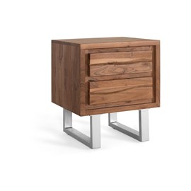 Table de chevet 2 tiroirs fer blanc -