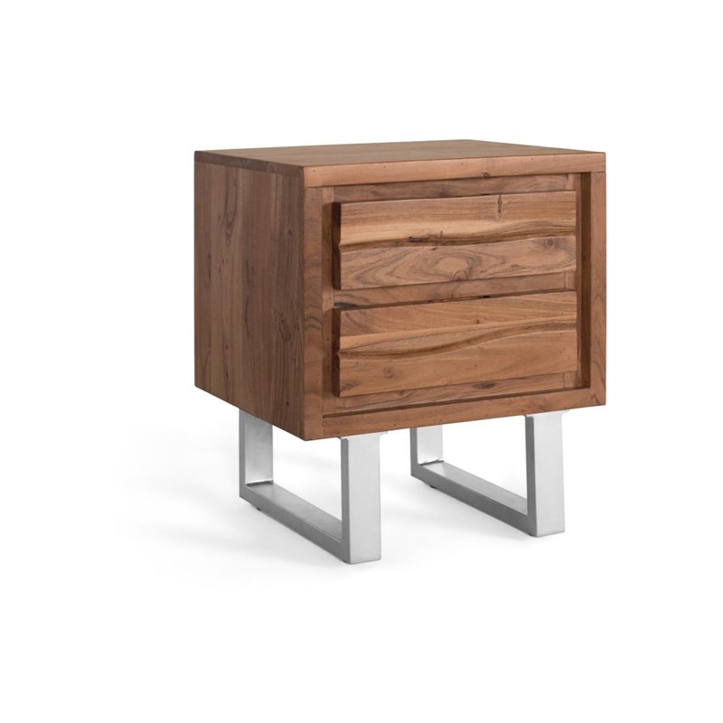 Table de chevet 2 tiroirs fer blanc -