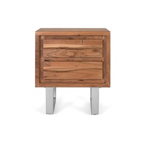 Table de chevet 2 tiroirs fer blanc -