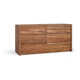 Commode 6 tiroirs bois marron - omérise