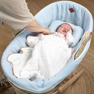 Couffin bébé matelas drap jeanne bleu
