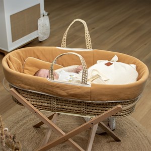 Couffin bébé matelas drap jeanne camel