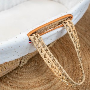 Couffin bébé pois dorés matelas blanc à