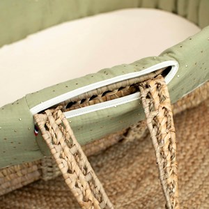 Couffin bébé pois dorés matelas vert à