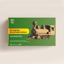 3d sculpture puzzle en carton locomotive