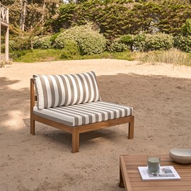 Fauteuil de jardin en teck massif rayé
