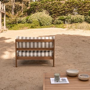 Fauteuil de jardin en teck massif rayé