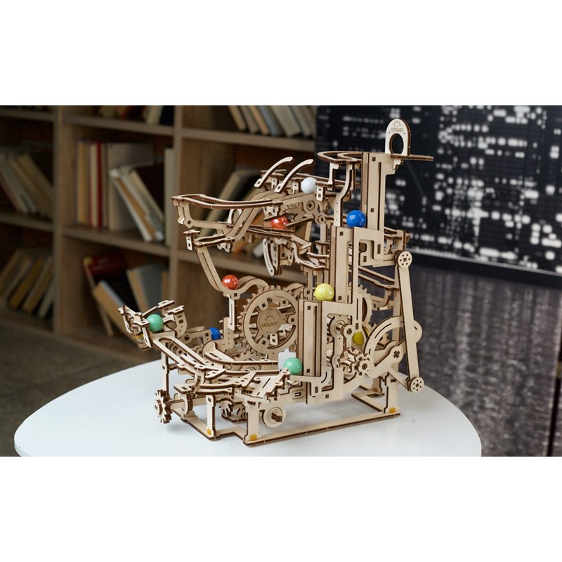 Parcours billes à étages puzzle 3d bois