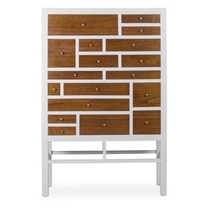 Commode 18 tiroirs bronze bronze blanc -