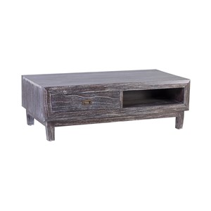 Table basse 2 tiroirs bronze bois marron