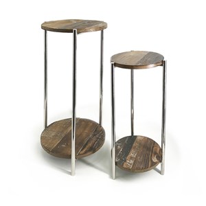 Lot de 2 consoles acier marron -