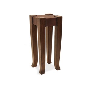 Lot de 2 consoles cuir bois marron -