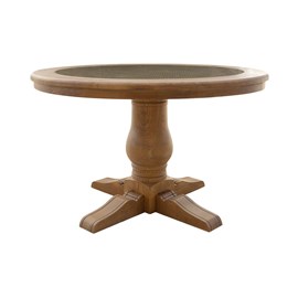 Table à manger rotin verre marron -