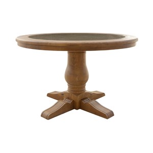 Table à manger rotin bois marron -