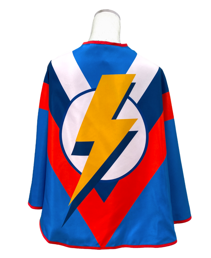 Deguisement cape super hero rouge bleu
