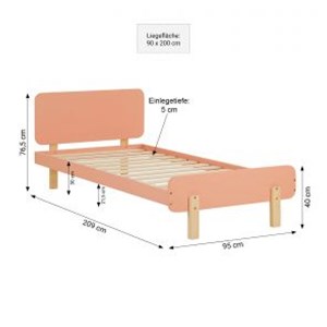 Lit enfant 90x200 cm rouge