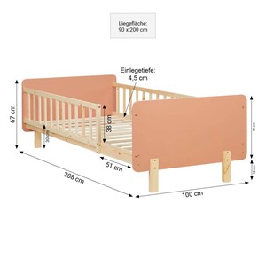 Lit à barreaux rouge 90x200 sommier