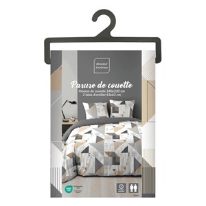 Housse de couette 240x220 + 2 taies trig