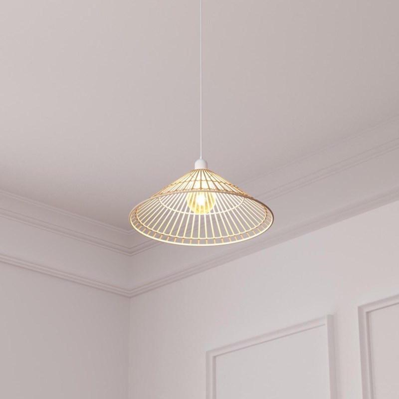 Suspension cône en bambou naturel