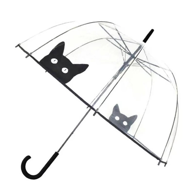 Parapluie long transparent auto chat