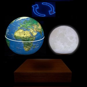 Globes duo terre & lune en lévitation ma