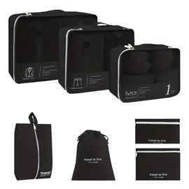 Organisateur de voyage, 7 pièces - noir