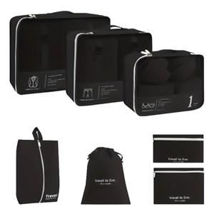 Organisateur de voyage, 7 pièces - noir