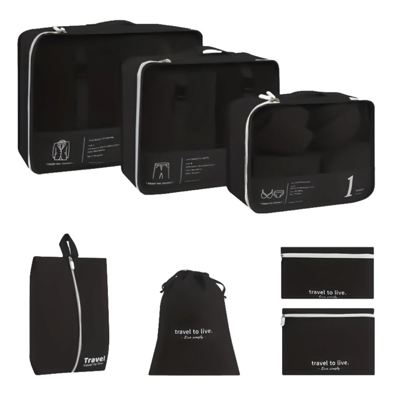 Organisateur de voyage, 7 pièces - noir