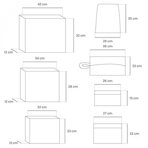 Organisateur de voyage, 7 pièces - noir