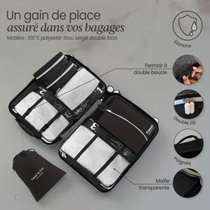Organisateur de voyage, 7 pièces - noir