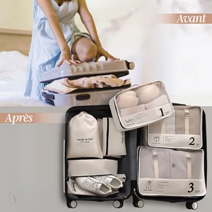 Organisateur de voyage, 7 pièces - noir