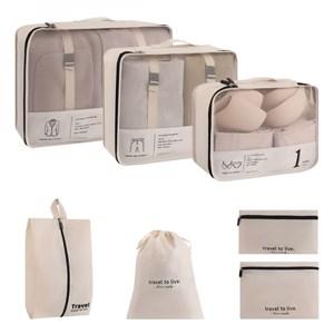 Organisateur de voyage, 7 pièces - beige