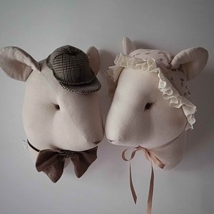 Trophée mural souris edouard lin bébé