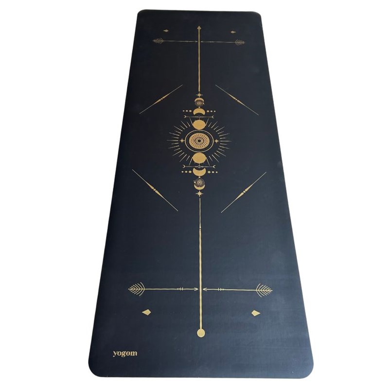 Tapis de yoga antidérapant star totem noir or
