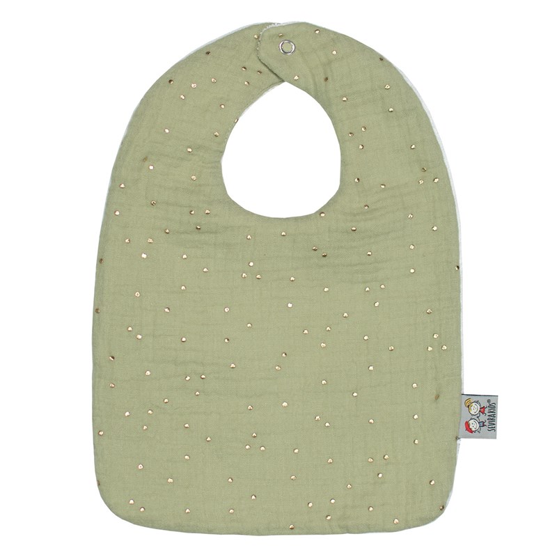 Bavoir en gaze de coton jeanne vert à