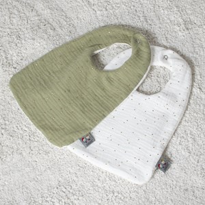 Bavoir en gaze de coton jeanne vert à