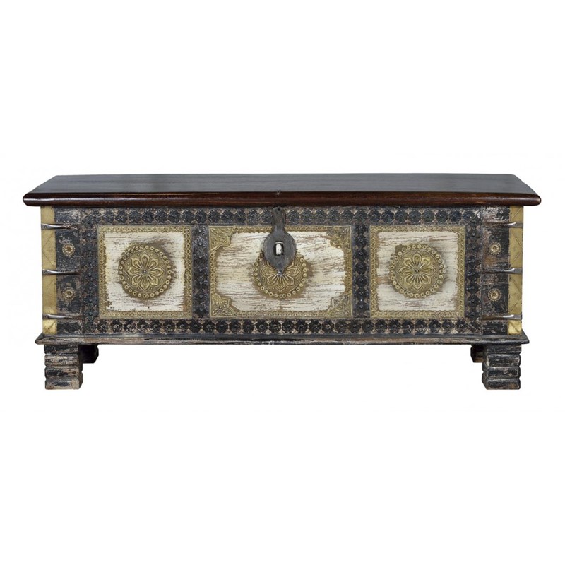 Coffre bronze bois marron - décoration