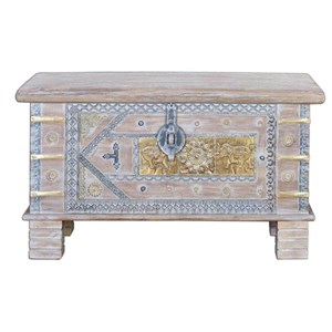 Coffre bronze bois marron - décoration