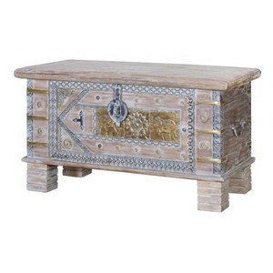 Coffre bronze bois marron - décoration